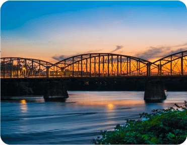 Bridge over water at sunset in Aiken, SC